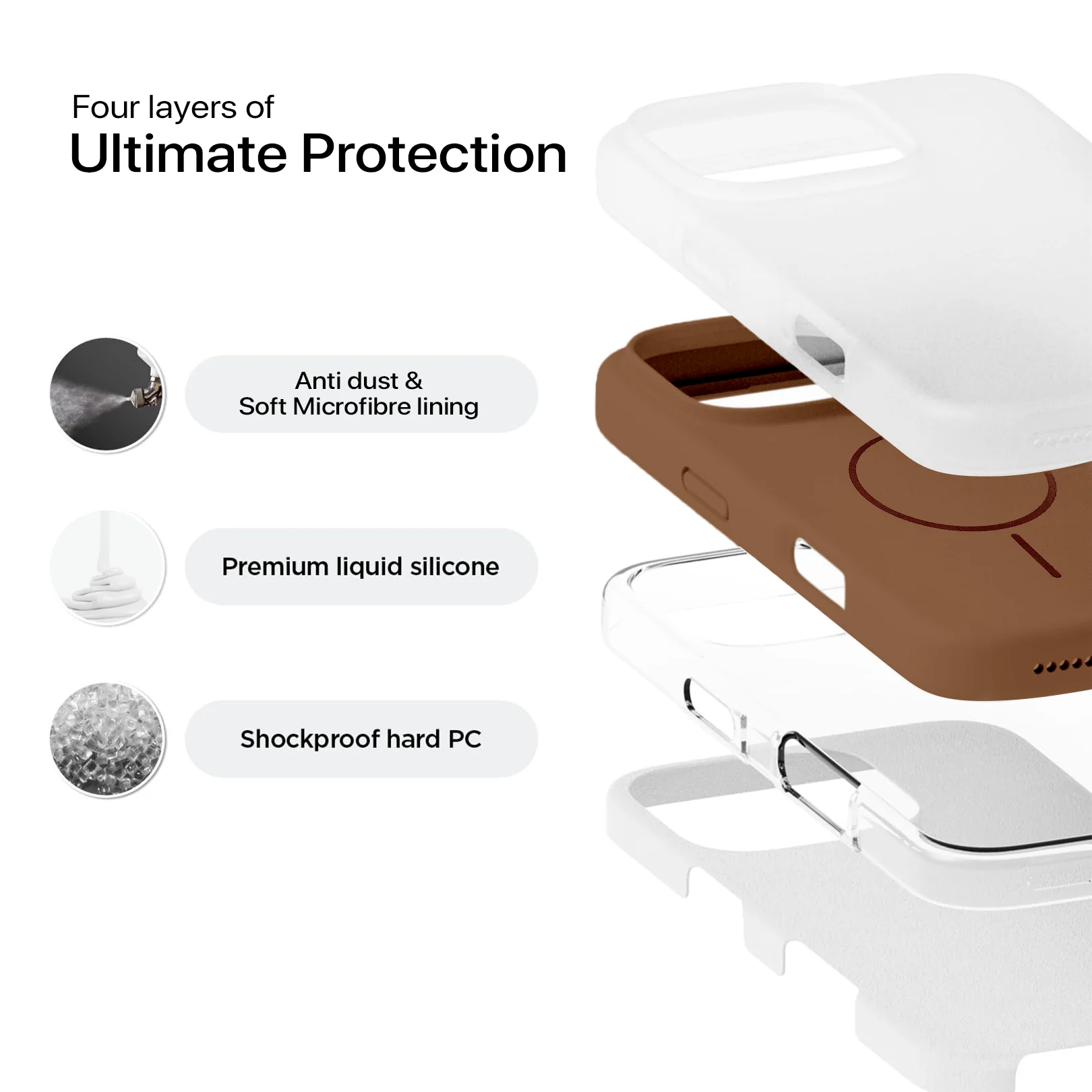 Anti Dust MagSafe Silicone Case - IPhone 13 ( Brown) - Image 7