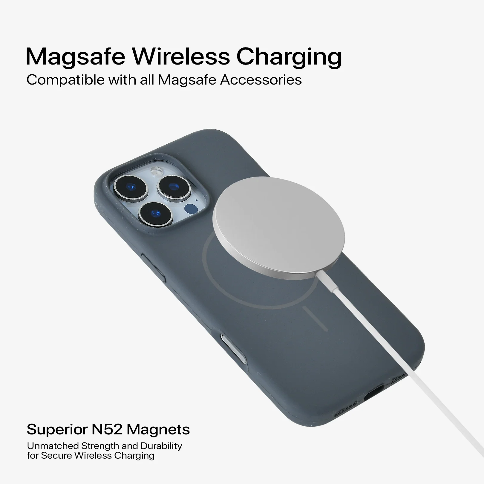 Anti Dust Magsafe Silicone Case - Iphone 14 Pro (Grey) - Image 3