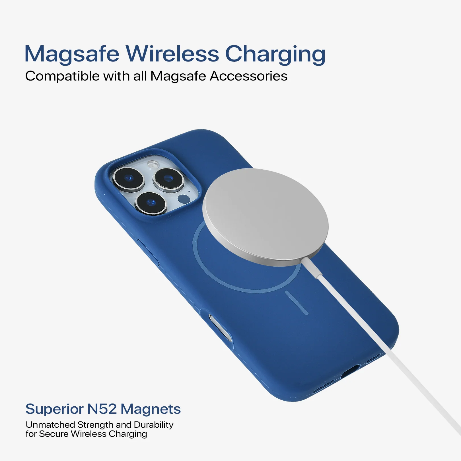 Anti Dust Magsafe Silicone Case - Iphone 15 Pro (Denim Blue) - Image 3