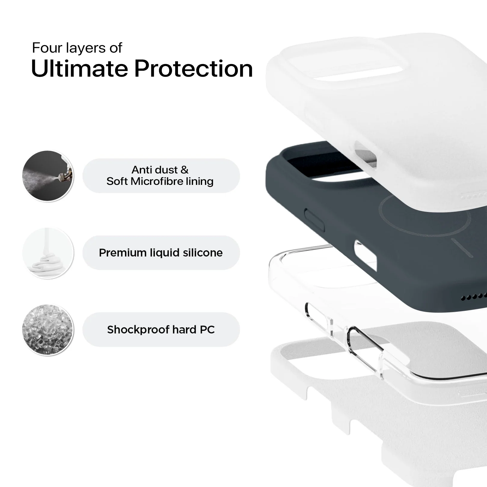 Anti Dust Magsafe Silicone Case - Iphone 15 Pro Max (Grey) - Image 7