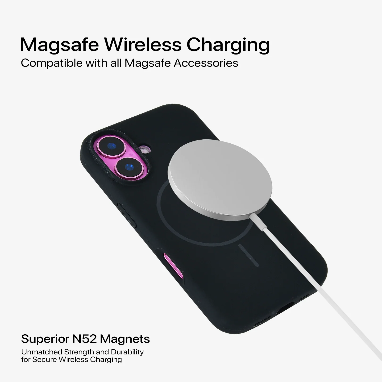 Anti Dust Magsafe Silicone Case - Iphone 16 (Black) - Image 3