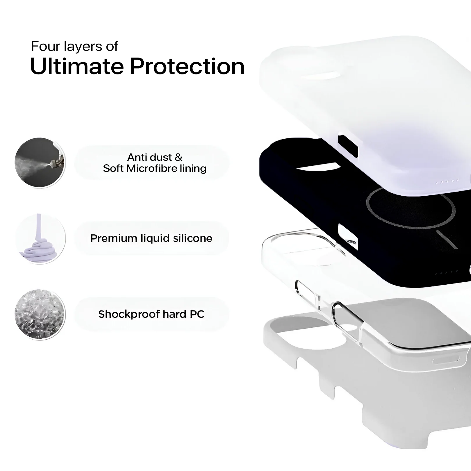 Anti Dust Magsafe Silicone Case - Iphone 16 (Black) - Image 7