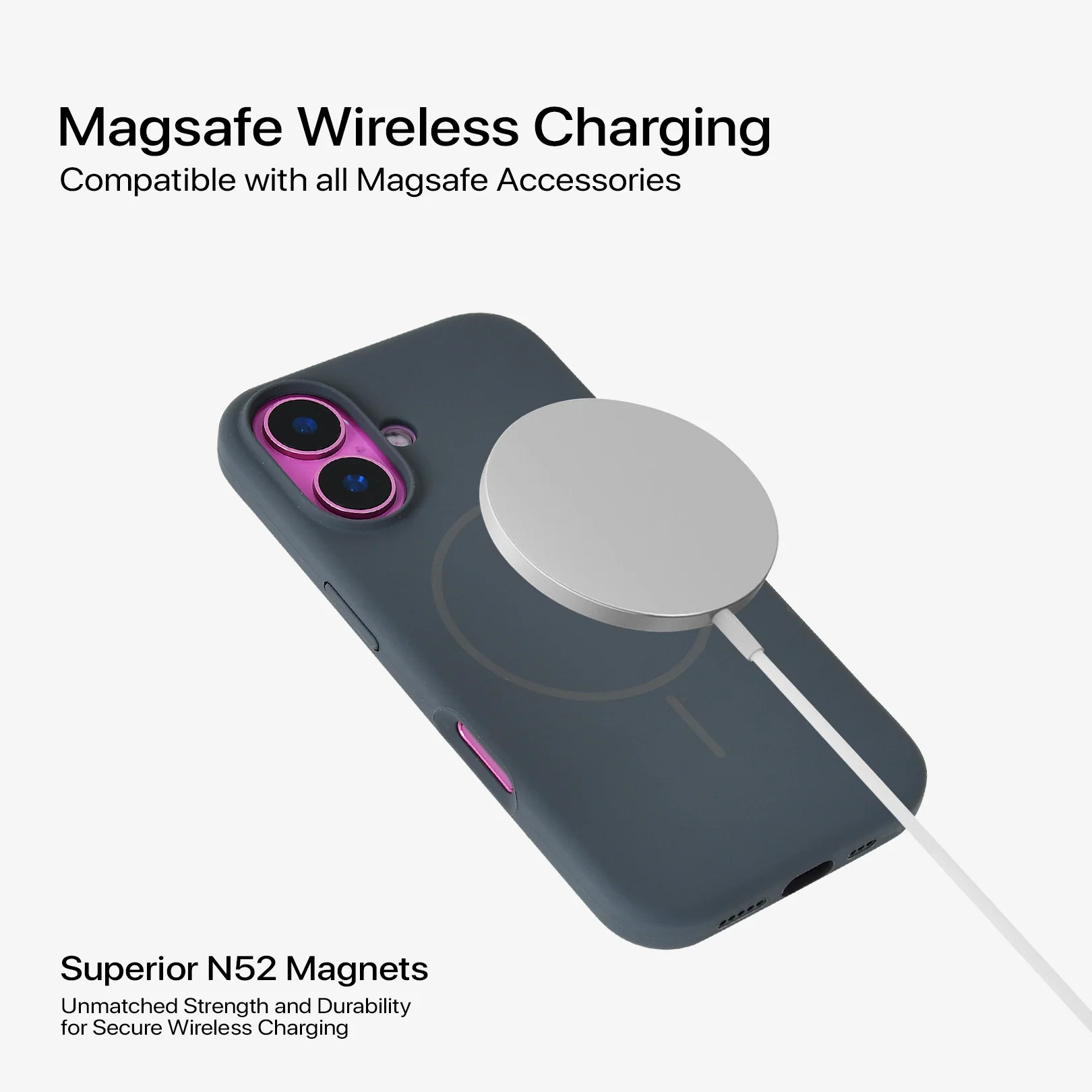 Anti Dust Magsafe Silicone Case - Iphone 16 (Grey) - Image 3
