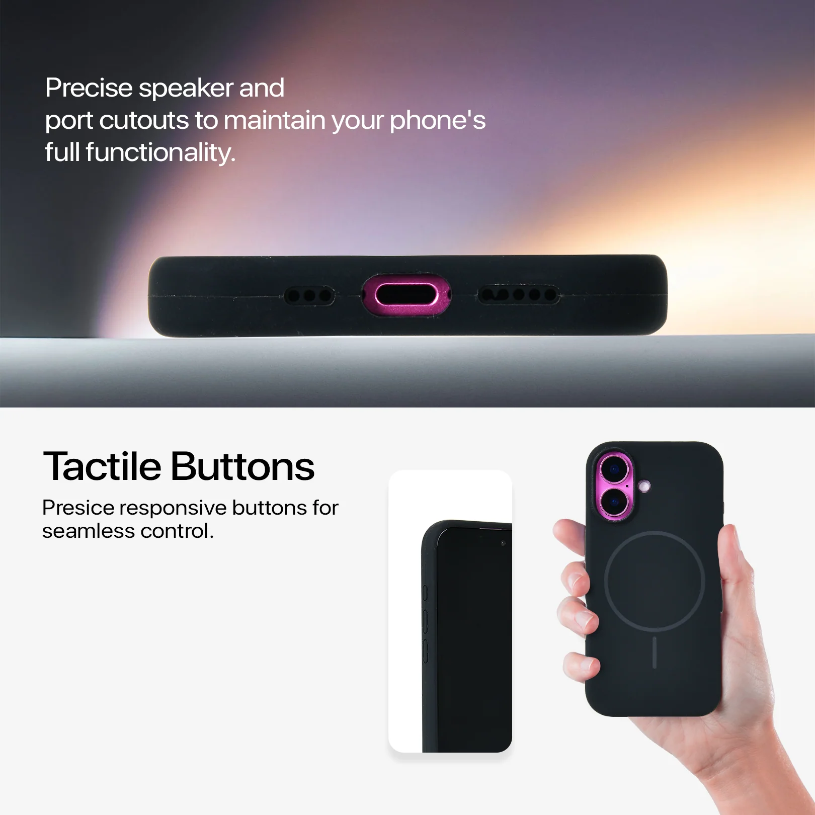 Anti Dust Magsafe Silicone Case - Iphone 16 Plus (Black) - Image 6