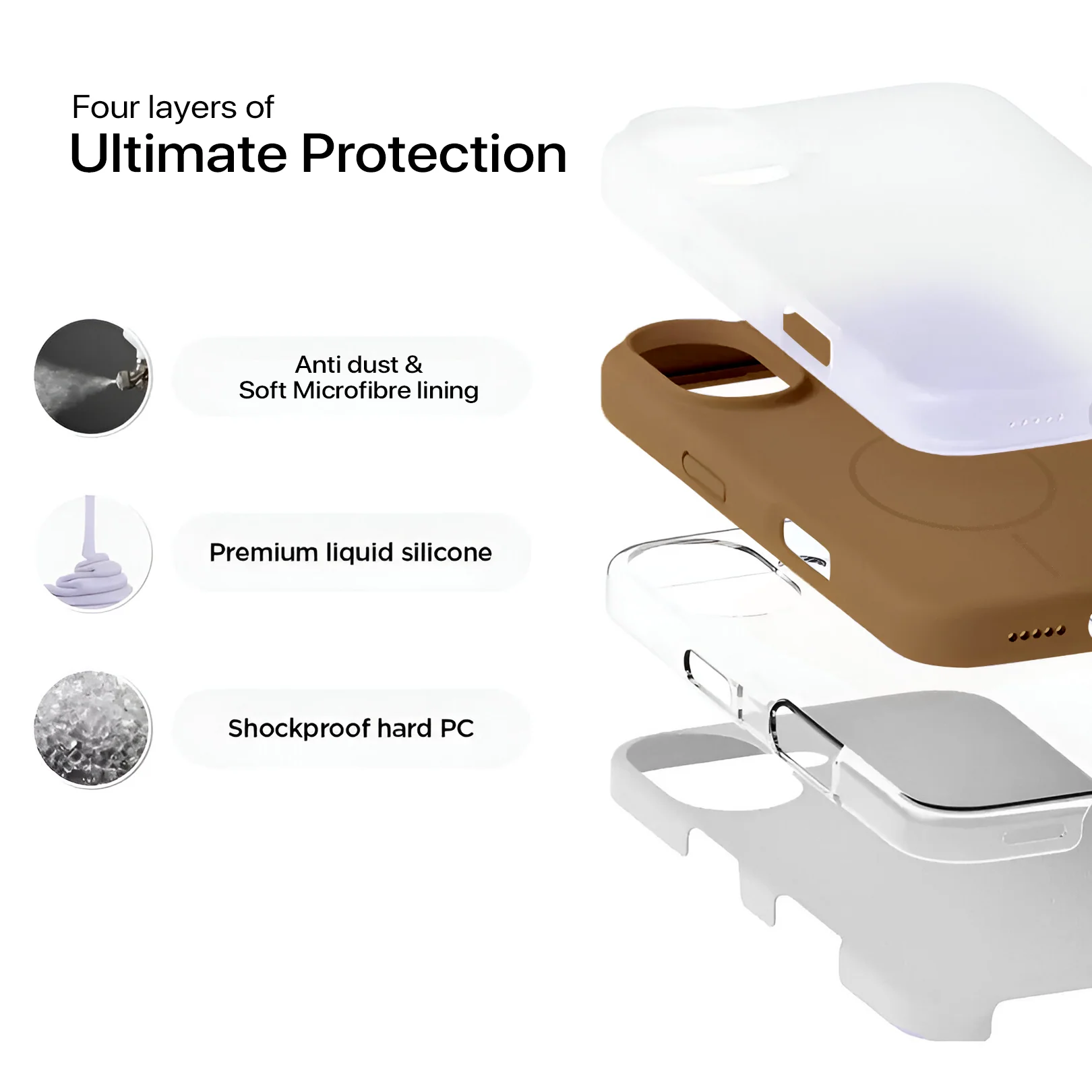 Anti Dust MagSafe Silicone Case - IPhone 16 plus ( Brown) - Image 5