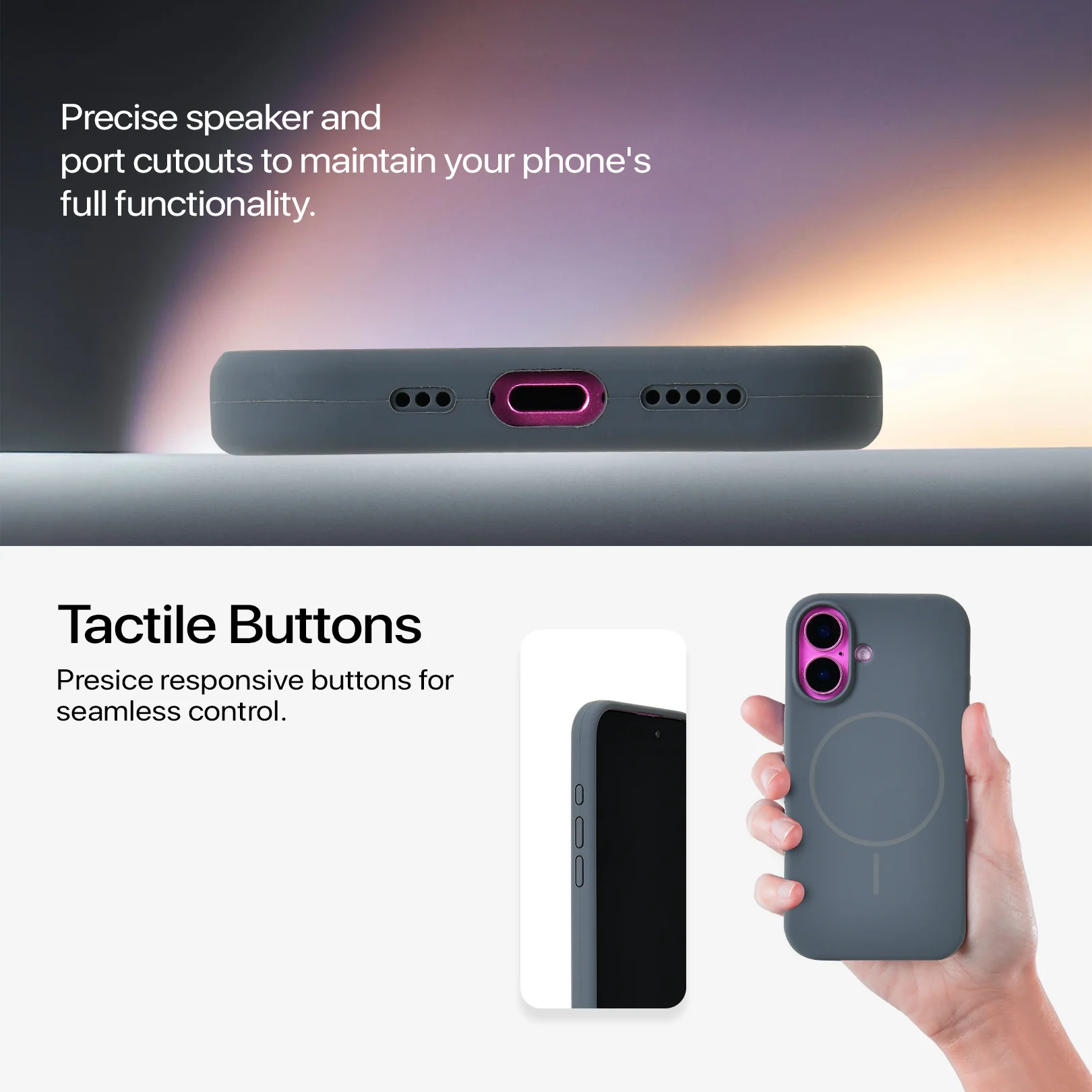 Anti Dust Magsafe Silicone Case - Iphone 16 Plus (Grey) - Image 6