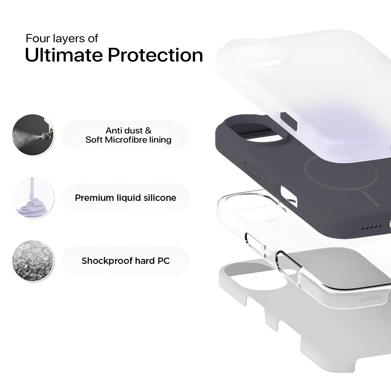 Anti Dust Magsafe Silicone Case - Iphone 16 Plus (Grey) - Image 7