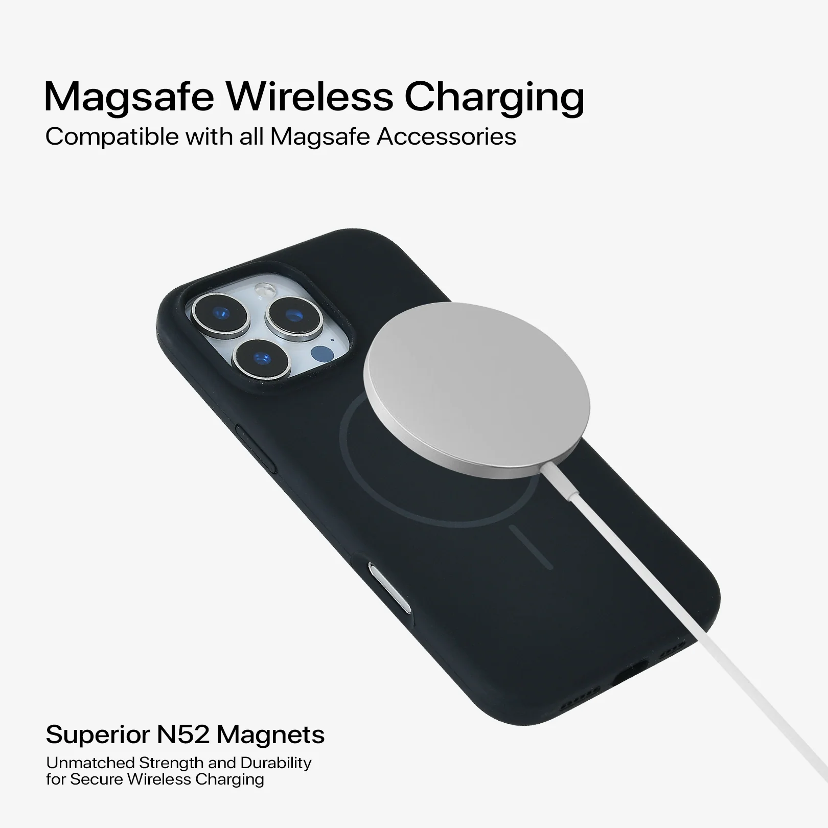 Anti Dust Magsafe Silicone Case - Iphone 16 pro Max ( Black) - Image 3