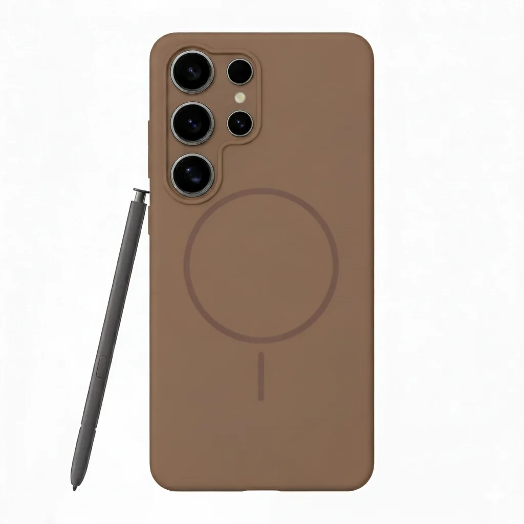 Anti Dust Magsafe Silicone Case - Samsung S22 Ultra (Brown)