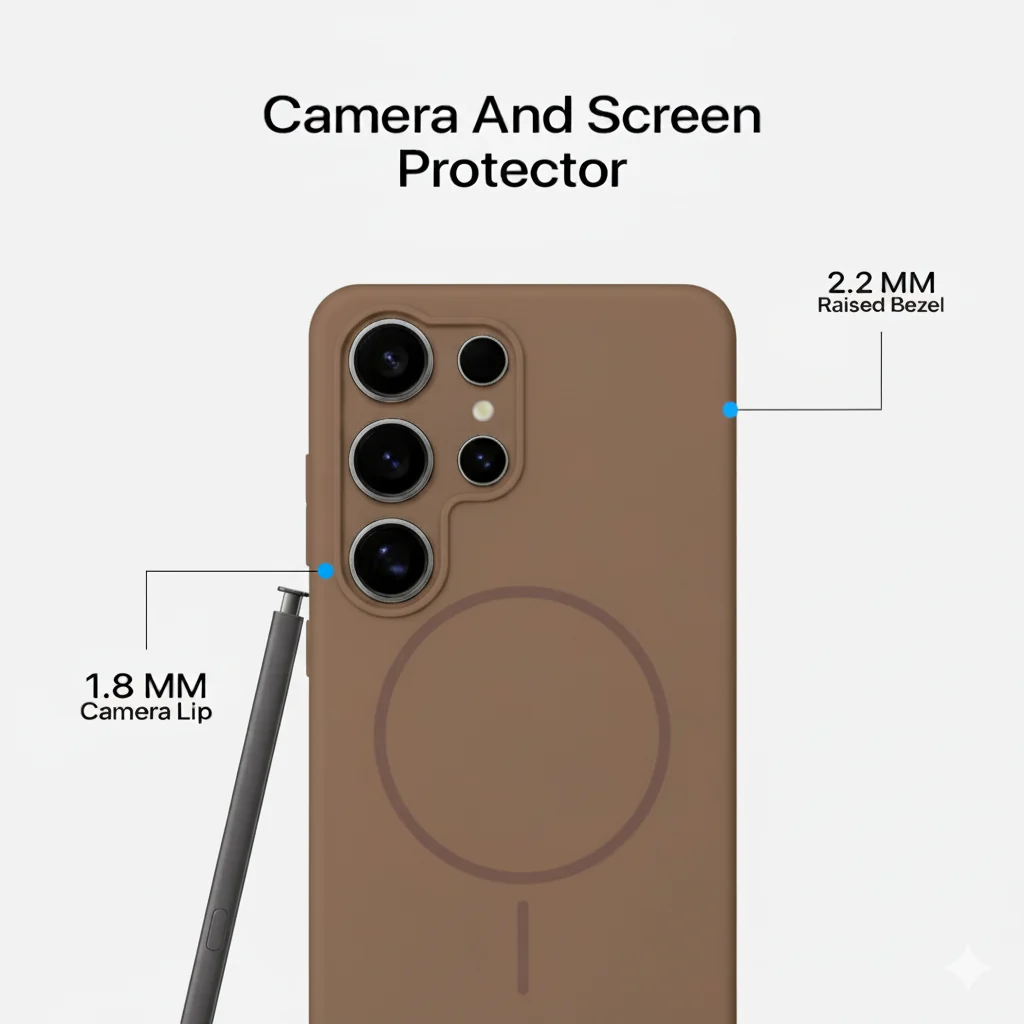 Anti Dust Magsafe Silicone Case - Samsung S23 Ultra (Brown) - Image 2