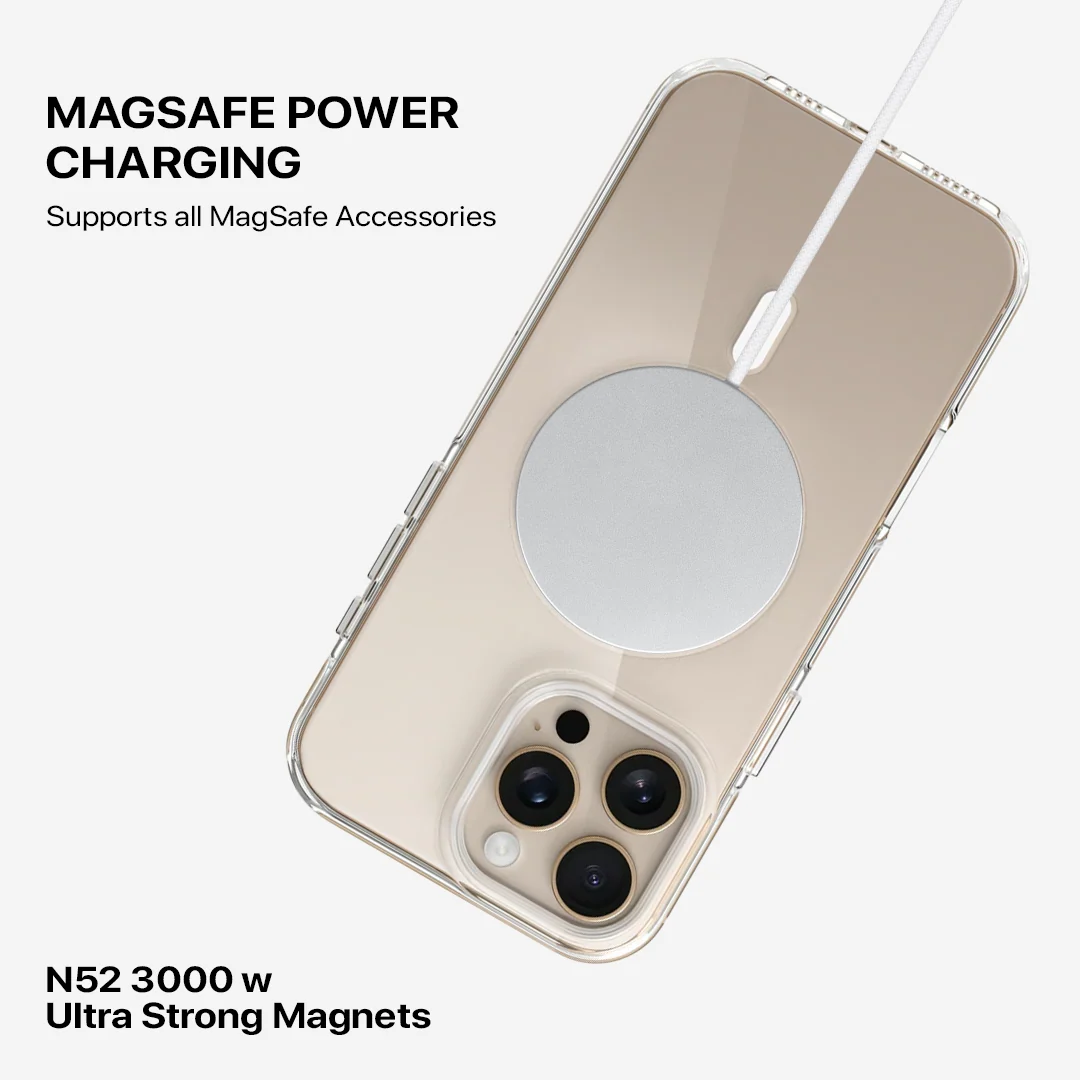Anti Yellow Magsafe Clear Case- Iphone 16 Pro Max (CRYSTAL WHITE TITANIUM) - Image 3
