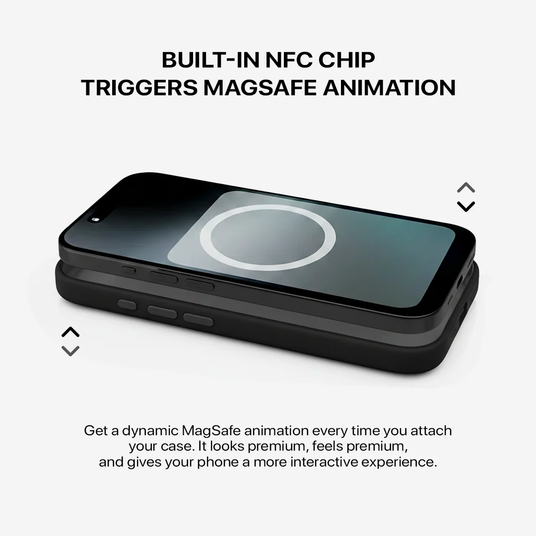 Signature Leather Magsafe Case - Iphone 13 Pro   (Royal Black) - Image 3