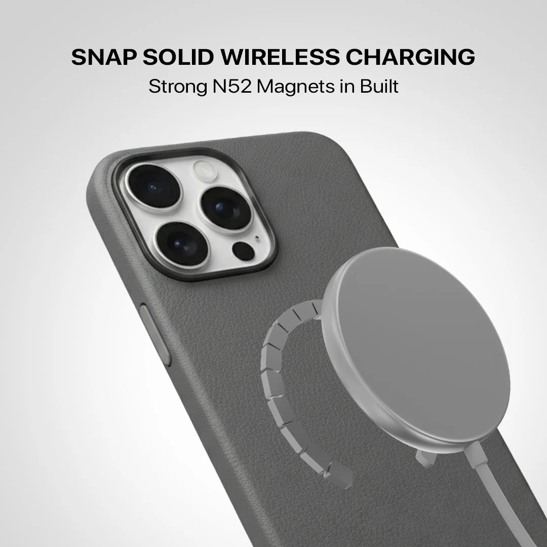 Signature Leather Magsafe Case - Iphone 14 Pro  (Graphite Grey) - Image 6