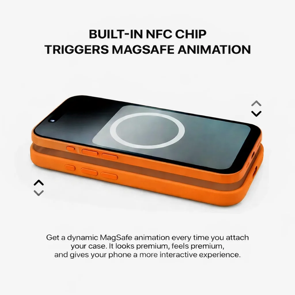 Signature Leather Magsafe Case - Iphone 17 Pro ( Ember Orange) - Image 4