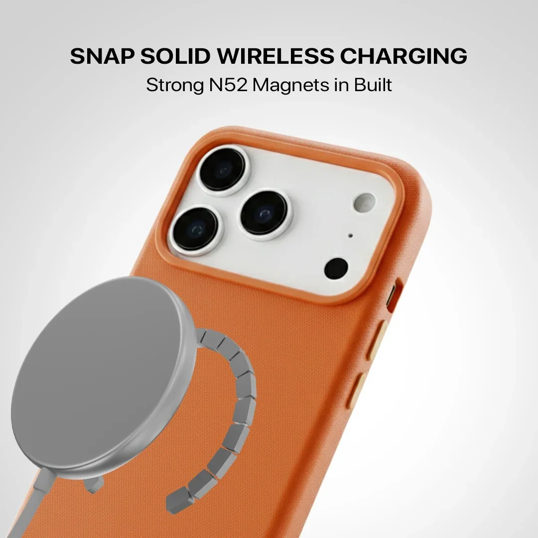 Signature Leather Magsafe Case - Iphone 17 Pro Max ( Ember Orange) - Image 4