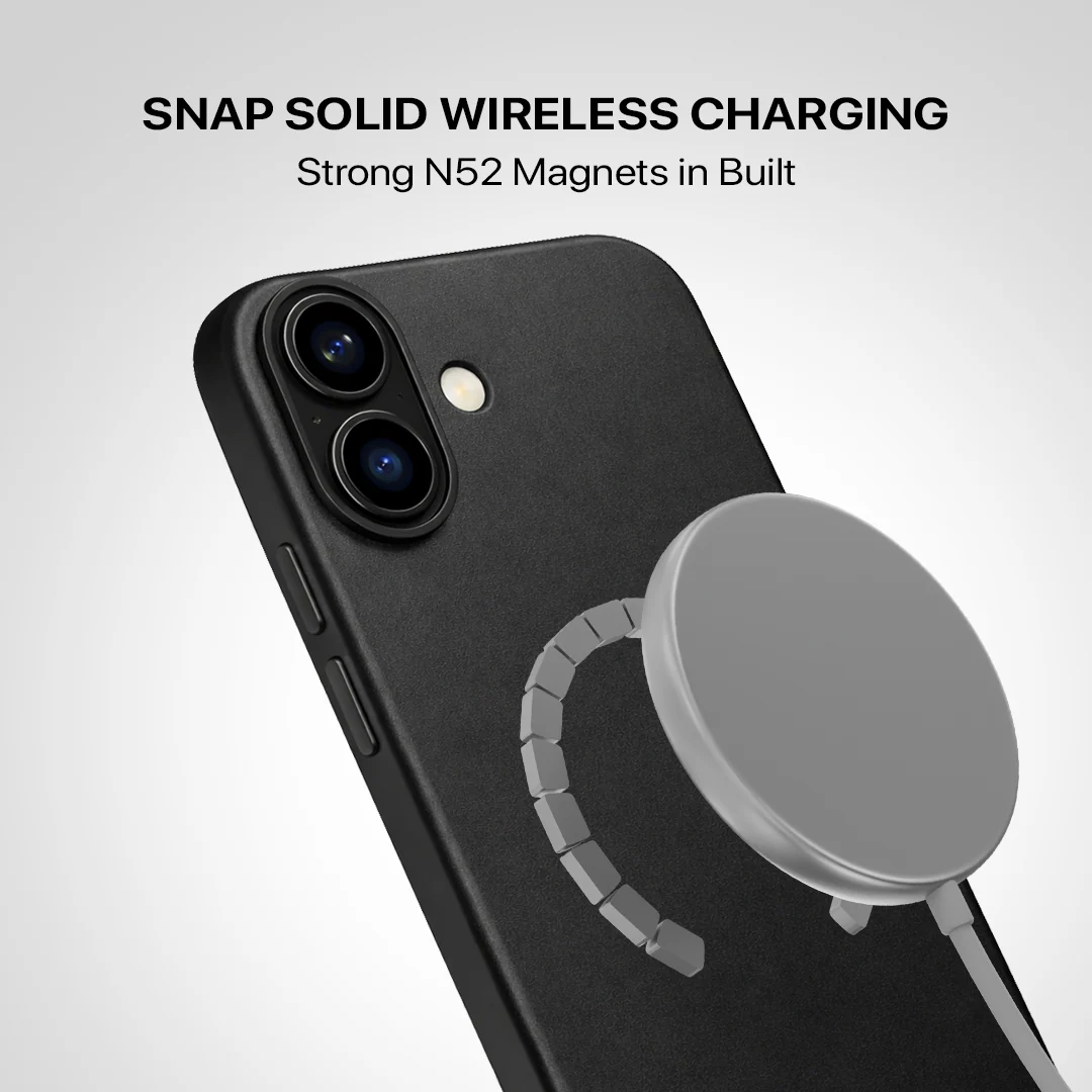 Signature Leather Magsafe Case - Iphone 17  (Royal Black) - Image 8